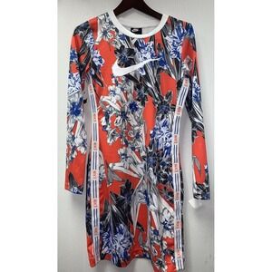 Nike Hyper Femme Floral Women's Medium Tropical Long Sleeve Logo Dress Tight Fit